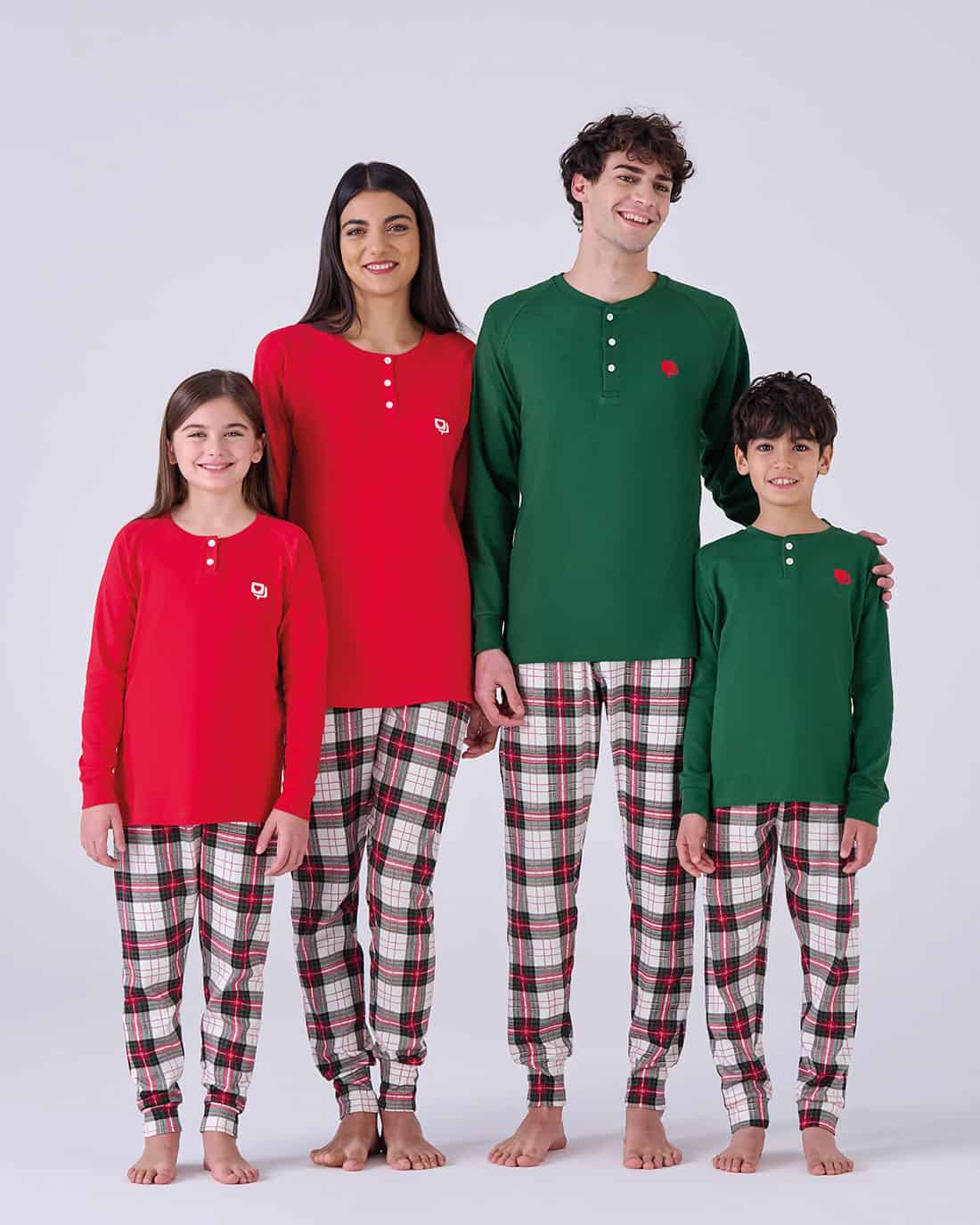 pigiama natalizio coordinato famiglia tartan